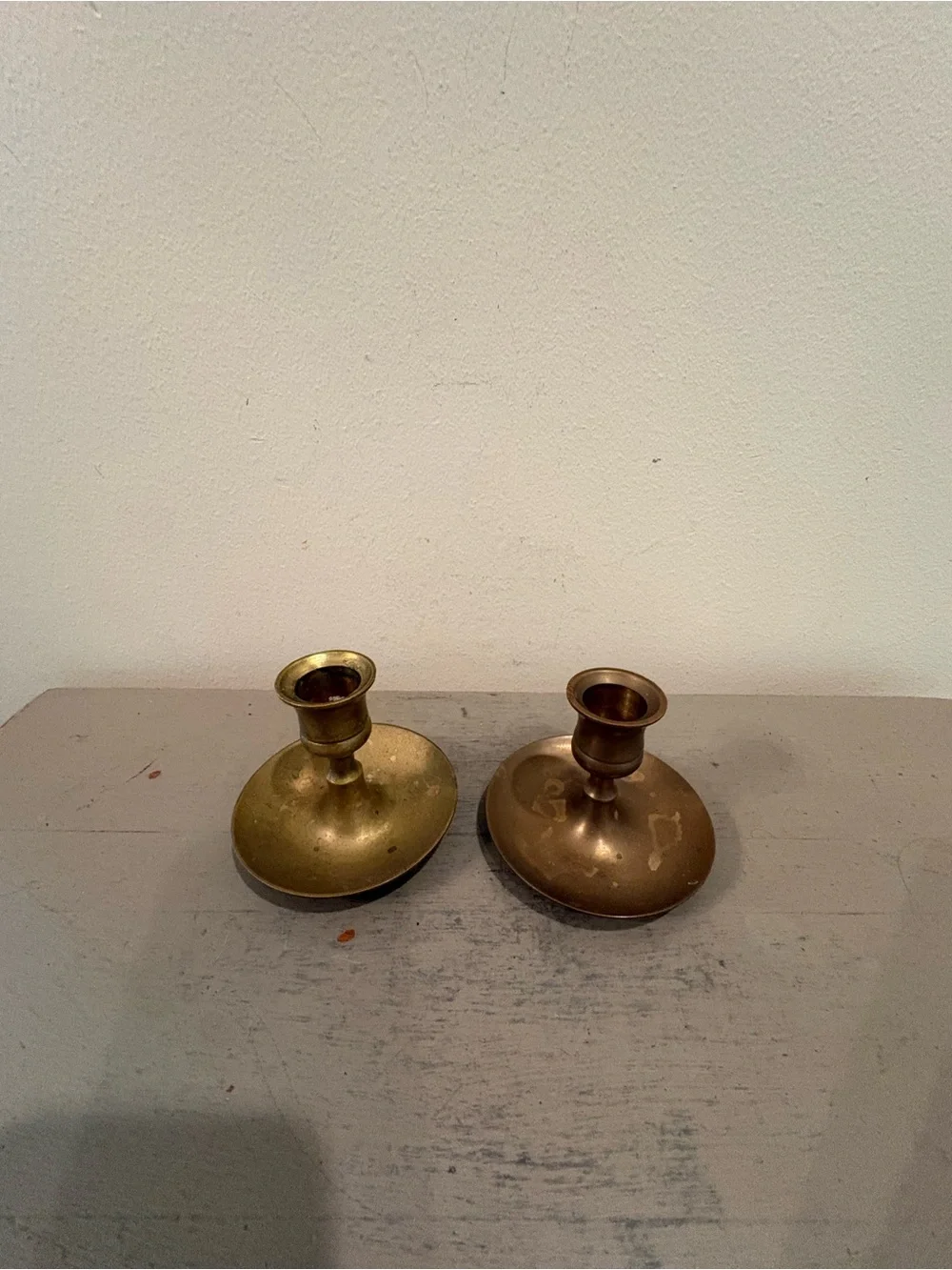 Brass Candlestick Holders Pair - Vintage-Style Brass
